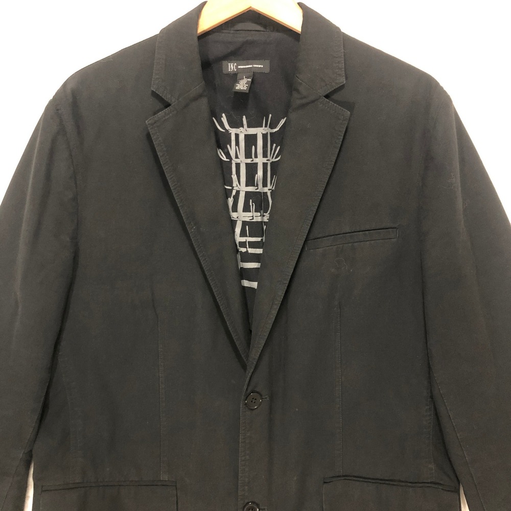INC International Concepts Men's Large Black Blazer Sport Coat Jacket Lined